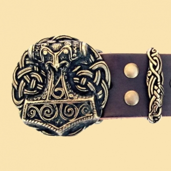 Preview: Buckle-Belt 4 cm - Mjölnir - Kernleder- braun